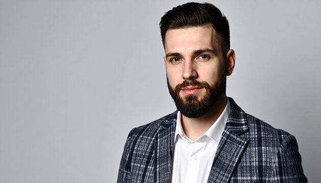 Stylish man with beard wearing casual business outfit