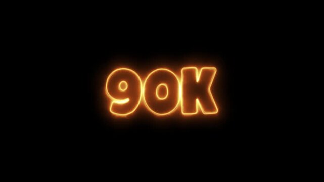 Glowing 90K neon number text