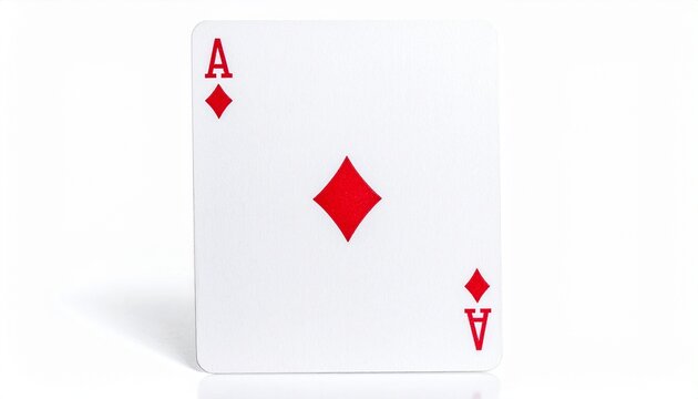 Ace of Diamonds Playing Card Front View with Blank Card Back Peeking Behind Isolated on White Background
