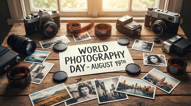 Vintage cameras and photos for World Photography Day.