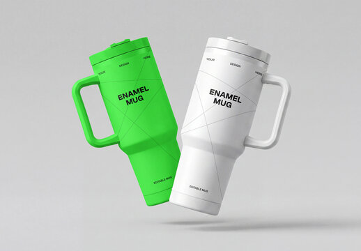 Enamel Tumbler Mug Mockup Set
