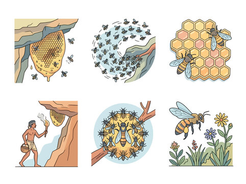 Bee life cycle and history illustrated