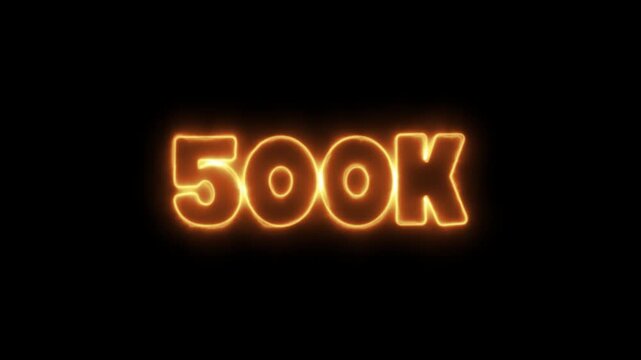 Glowing 500K milestone text