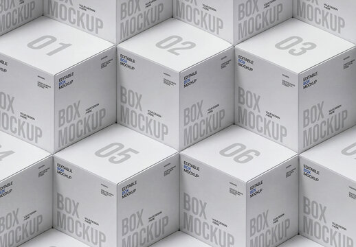 Stacked Square Packaging Box Mockup