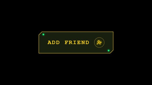 Futuristic digital add friend button on black background