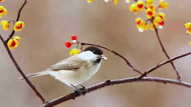 A beautiful wild bird resting on a tree branch in its natural habitat. The image showcases colorful feathers, peaceful wildlife, and the beauty of nature, making it ideal for themes related to birds, 