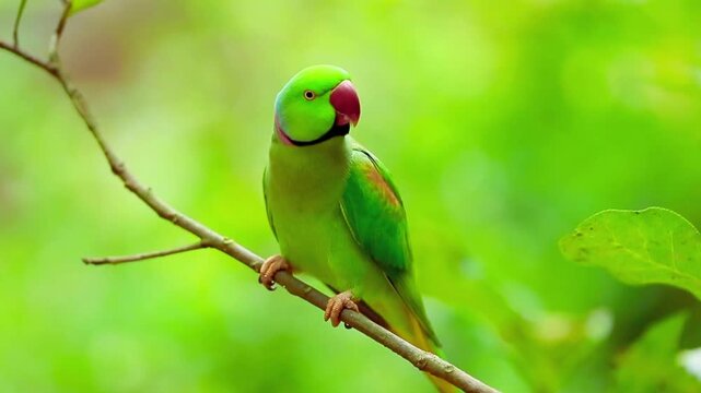 A beautiful wild bird resting on a tree branch in its natural habitat. The image showcases colorful feathers, peaceful wildlife, and the beauty of nature, making it ideal for themes related to birds, 