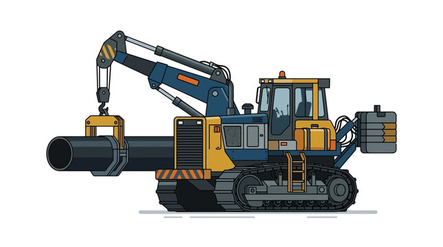 Pipe Layer Heavy Construction Machinery Illustration