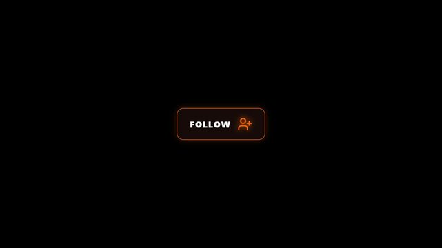 Glowing golden follow button on a black background