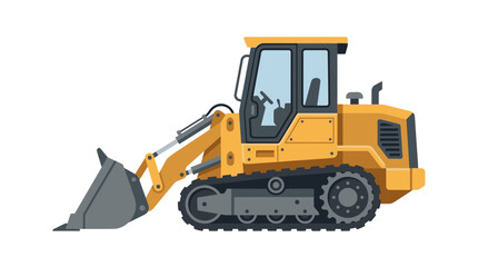 Fototapeta premium Yellow Tracked Loader Construction Vehicle Vector Illustration