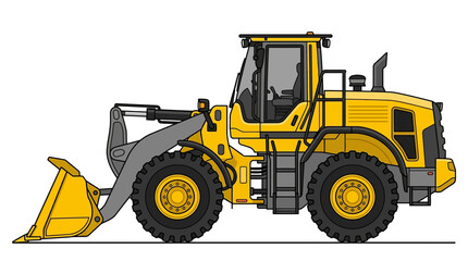 Fototapeta premium Yellow Wheel Loader Construction Vehicle Illustration