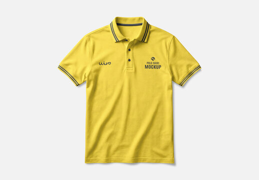 Yellow Polo T- Shirt Mockup Front View