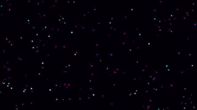 Abstract colorful neon stars on black background