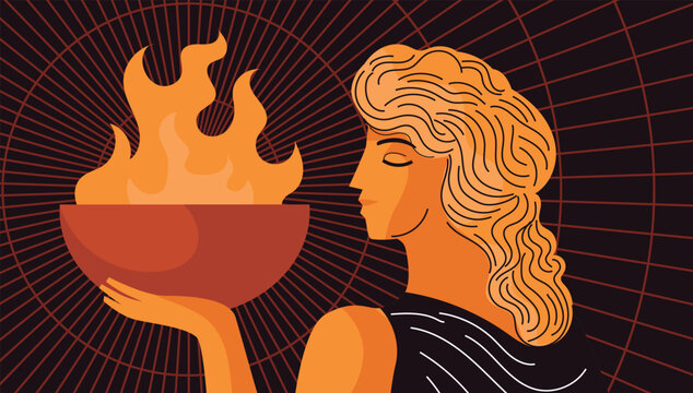 greek goddess hestia holding the sacred eternal flame