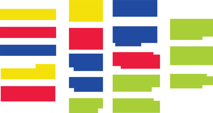 Modern Colorful Rectangle Label Collection with Minimal Banner Tags, UI Badge Elements, Text Box Shapes, and Web Interface Vector Set