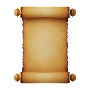 Ancient parchment scroll with wooden spindle handles