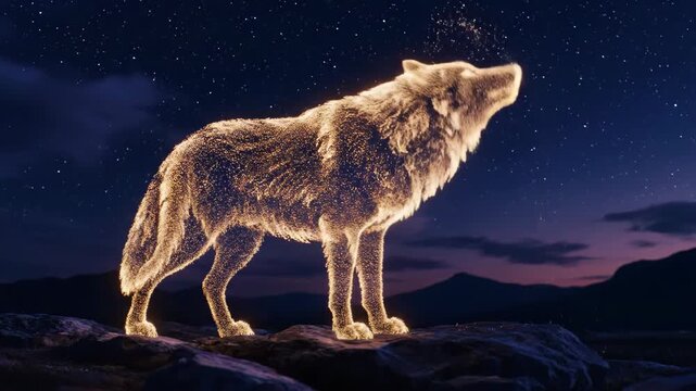 Particle light effect wolf shaped night scene material, particle special effect luminous wolf howling