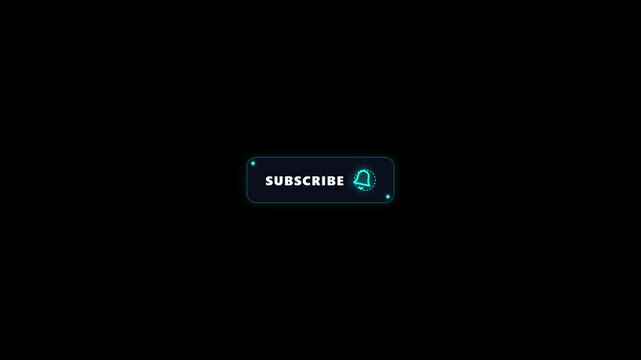 Futuristic neon blue subscribe button with notification bell