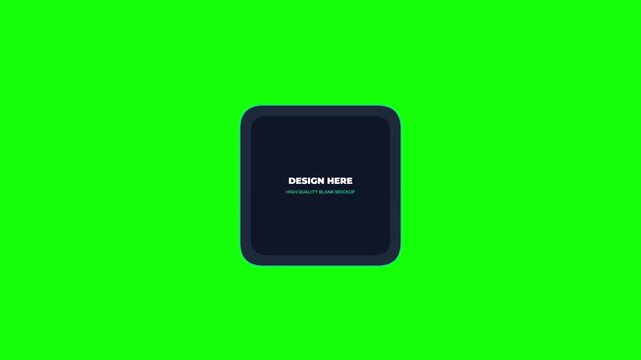 Minimalist dark square mockup on green screen background, sleek digital frame for custom content, modern UI element for video editing