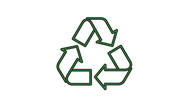 Minimalist green outline recycling symbol representing environmental sustainability concepts for eco friendly design projects