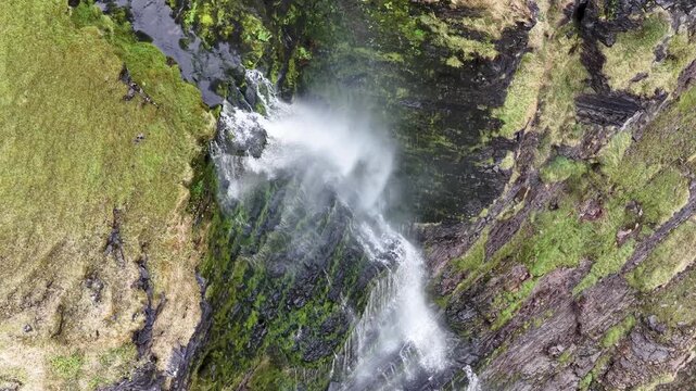 Waterfall running upwards - The Devils Chimney near Glencar Lough, Ireland