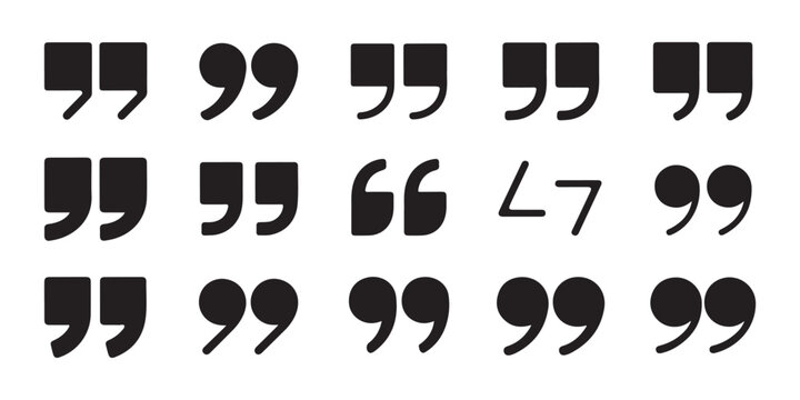 Big set of quote mark icons. speech bubble in quotation marks, comment sign, double quotes vector.