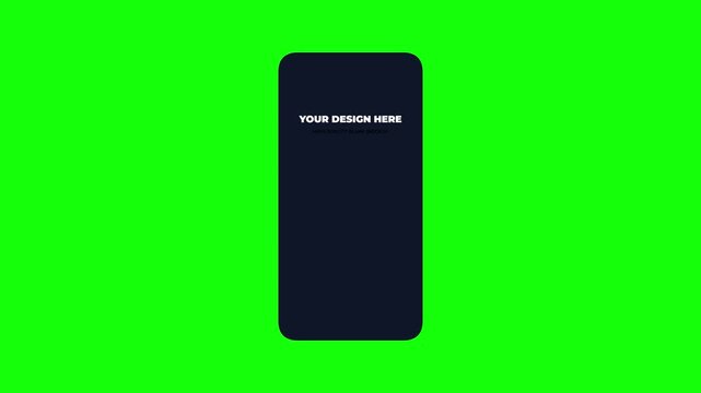 Smartphone mockup on green screen background, mobile phone with blank display for app design, digital device with chroma key for video editing