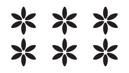 Fototapeta premium Set of black simple flower icons isolated on transparent background for creative graphic design projects.