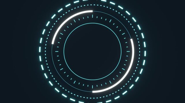 Sci-fi HUD interface rings with rotating gauges seamless loop 4K gaming background