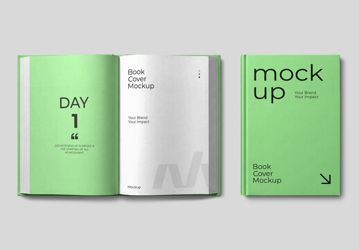 Open and Closed Book Cover Mockup Template