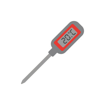 Digital probe thermometer displaying 20 degrees Celsius, a kitchen or food temperature measuring device.