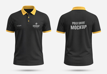 Polo T-Shirt Mockup Front and Back View