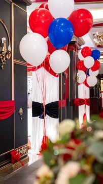 Red white and blue balloons.