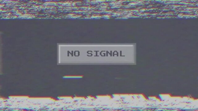 Television screen displaying a 'NO SIGNAL' message with heavy static and digital interference, symbolizing lost connection and communication breakdown