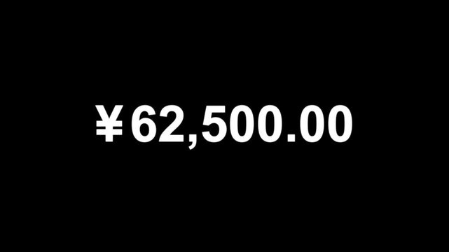 Yen counter numbers animation. Yen count 0 to 1,00,000 text icon animation.Numbers of Yen money currency counting text icon. Yen counting numbers animation isolated on black background