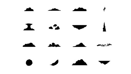 Obraz premium Clouds in Various Shapes and Sizes Arranged in a Grid Pattern Featuring Cloud, Shape, Silhouette with Black and White Elements