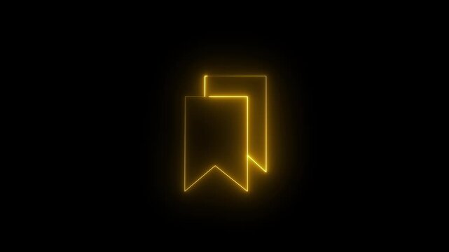 Neon glowing bookmark icon animation. Blue neon favorite symbol for digital favorites. Digital blue neon bookmark animation for web interface. 