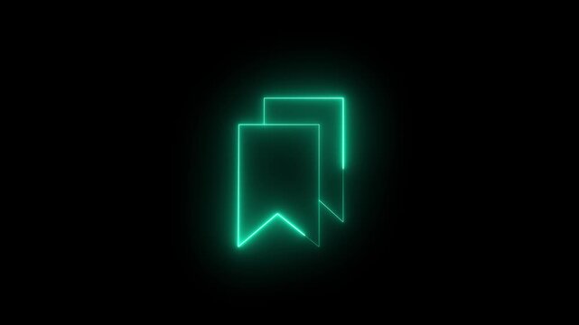 Neon glowing bookmark icon animation. Blue neon favorite symbol for digital favorites. Digital blue neon bookmark animation for web interface. 