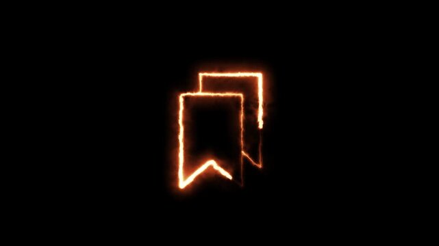 Neon glowing bookmark icon animation. Blue neon favorite symbol for digital favorites. Digital blue neon bookmark animation for web interface. 