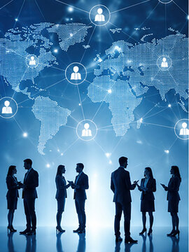 Global AI Network Connecting People Across Digital World Map