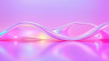 Fototapeta premium Abstract fluid shapes, vibrant pinks, iridescent reflections. Smooth curves create dynamic composition, modern aesthetic.