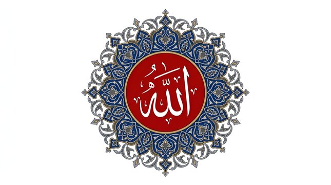 Beautiful Islamic Calligraphy Allah Mandala Art On White Background