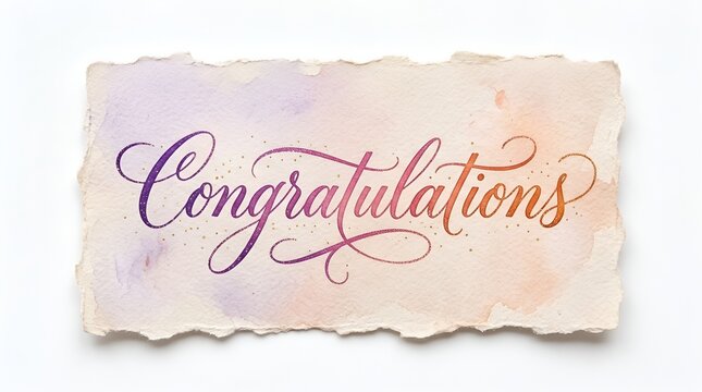 Elegant Script Calligraphy Congratulations Greeting Banner On White Background