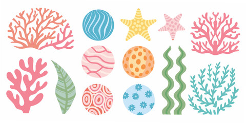 Coral starfish and seaweed vector illustration on a white background © Raju
