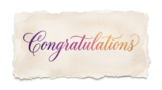 Elegant Script Calligraphy Congratulations Greeting Banner On White Background