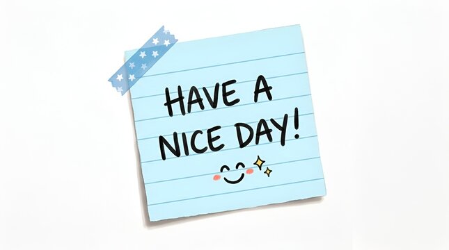 Blue Sticky Note Have A Nice Day Isolated On White Background