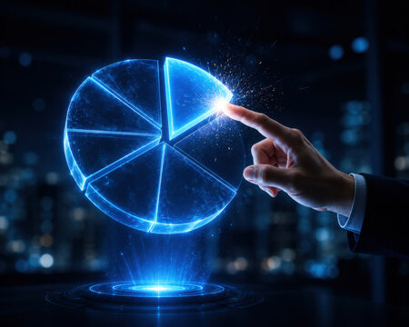Interactive Pie Chart Hologram for Business Analytics, Financial Reporting and Data Visualization