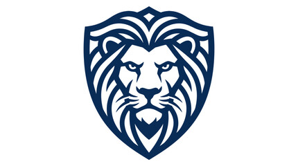 Obraz premium Blue lion head mascot logo inside shield crest