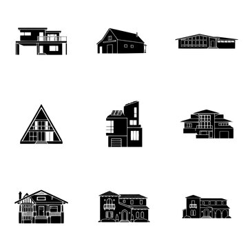 set of houses building icons vector design, house, icon, building, home, vector, architecture, city, estate, illustration, set, symbol, design, urban, town, real, roof, silhouette, construction, hotel