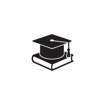 Black graduation cap on a book icon